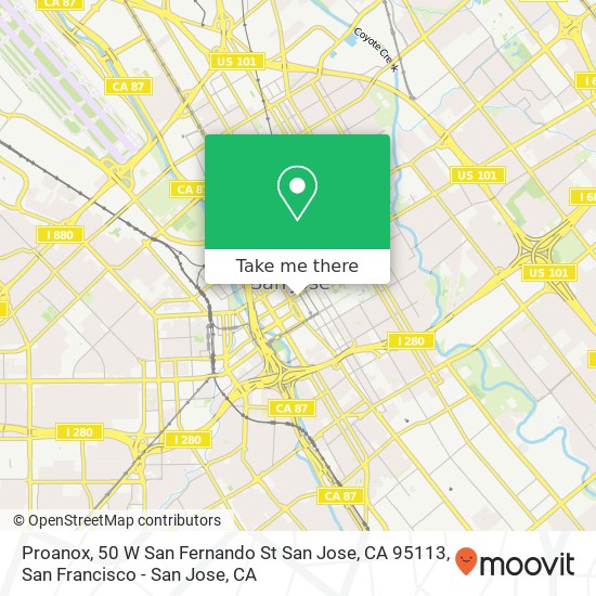 Mapa de Proanox, 50 W San Fernando St San Jose, CA 95113