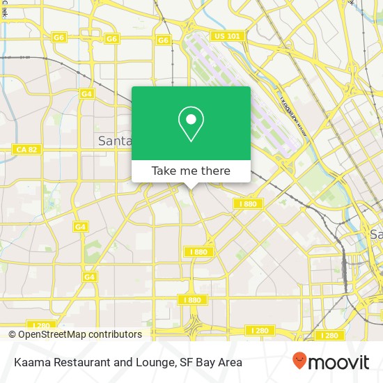 Mapa de Kaama Restaurant and Lounge, 341 Lafayette St Santa Clara, CA 95050