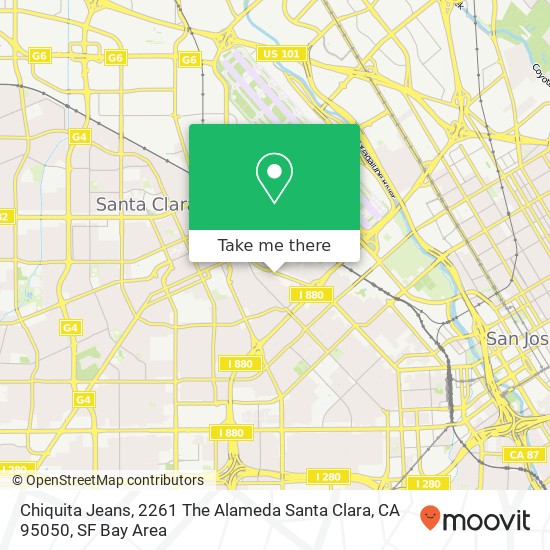 Mapa de Chiquita Jeans, 2261 The Alameda Santa Clara, CA 95050