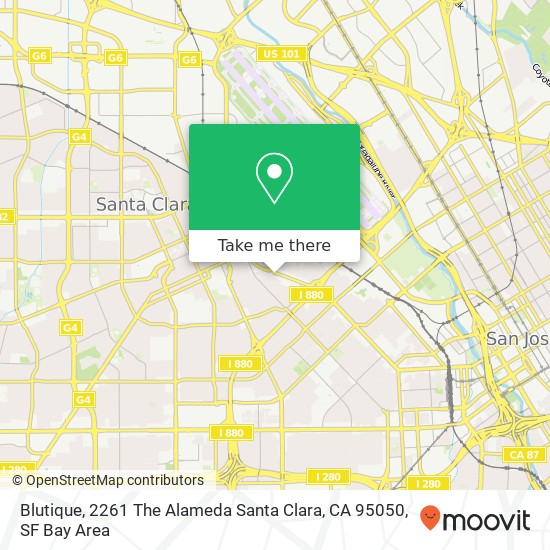 Mapa de Blutique, 2261 The Alameda Santa Clara, CA 95050