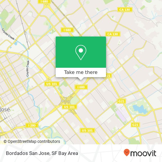 Mapa de Bordados San Jose, 621 Sanders Ave San Jose, CA 95116