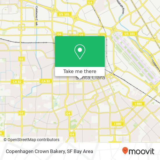 Mapa de Copenhagen Crown Bakery, 2079 El Camino Real Santa Clara, CA 95050