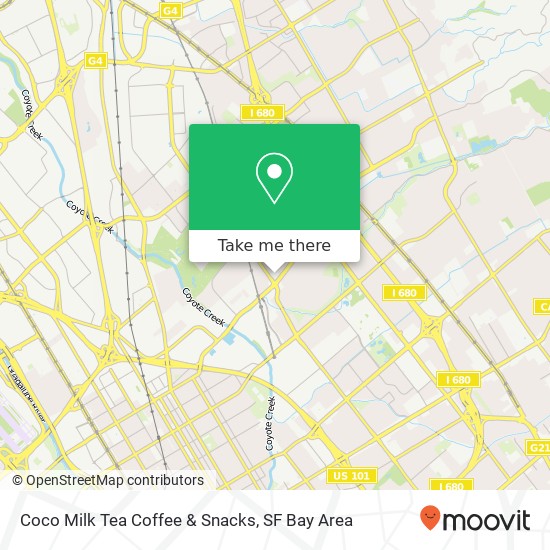 Mapa de Coco Milk Tea Coffee & Snacks, 1727 Berryessa Rd San Jose, CA 95133