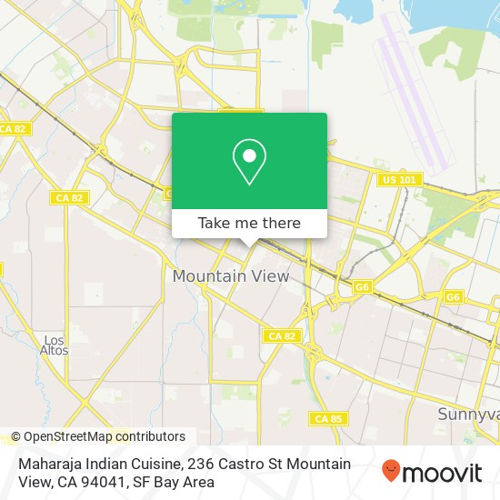 Mapa de Maharaja Indian Cuisine, 236 Castro St Mountain View, CA 94041