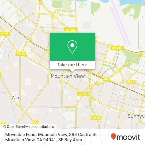 Mapa de Moveable Feast Mountain View, 383 Castro St Mountain View, CA 94041