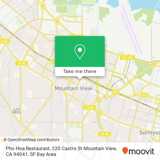 Mapa de Pho Hoa Restaurant, 220 Castro St Mountain View, CA 94041