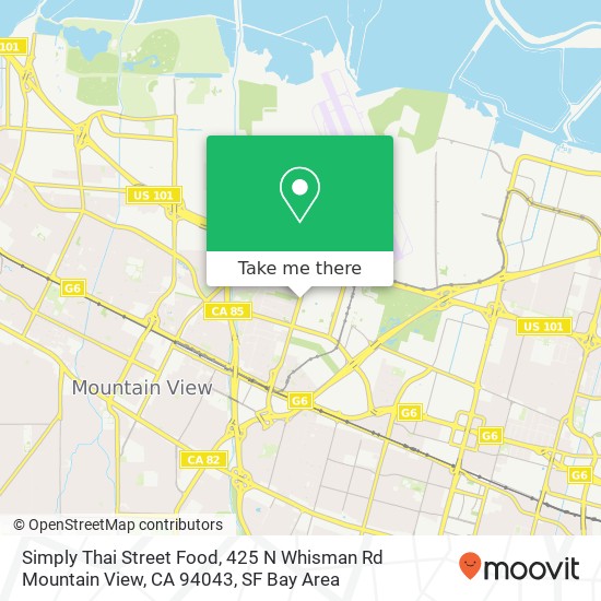 Mapa de Simply Thai Street Food, 425 N Whisman Rd Mountain View, CA 94043