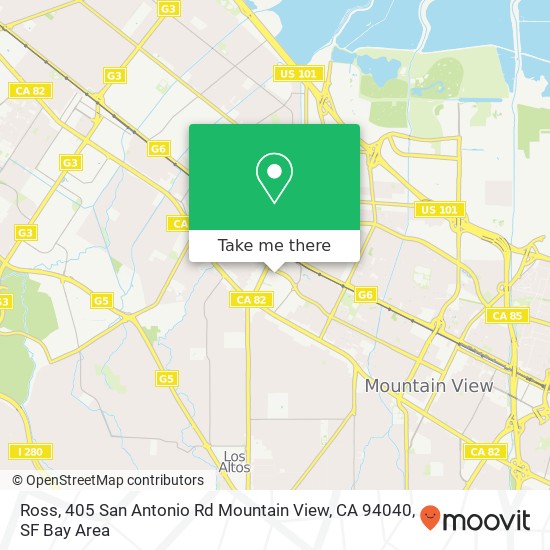 Mapa de Ross, 405 San Antonio Rd Mountain View, CA 94040