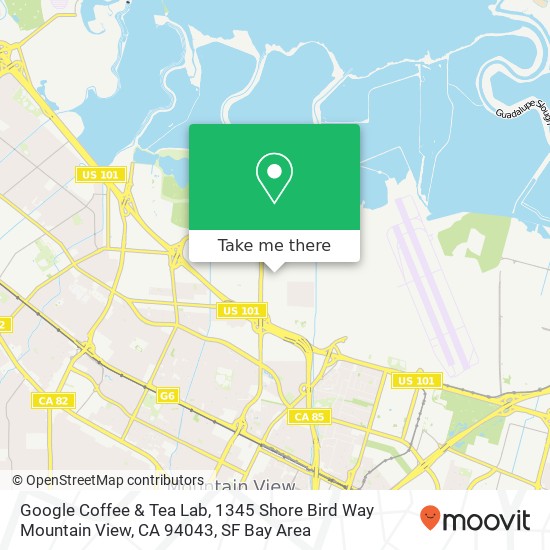 Google Coffee & Tea Lab, 1345 Shore Bird Way Mountain View, CA 94043 map