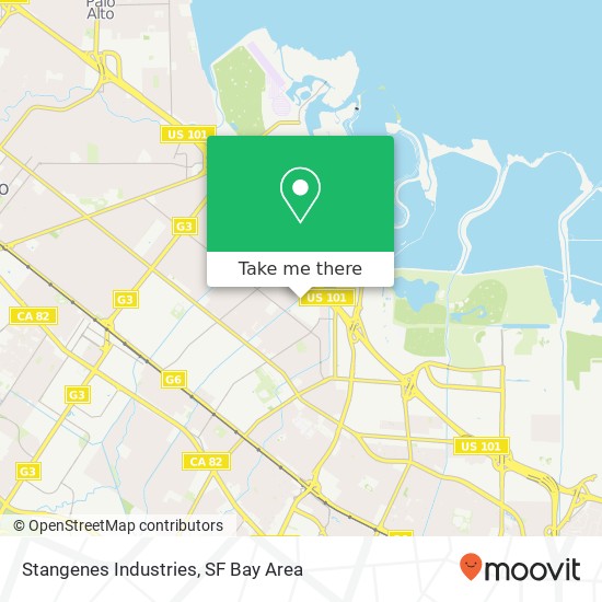 Mapa de Stangenes Industries, 1052 E Meadow Cir Palo Alto, CA 94303