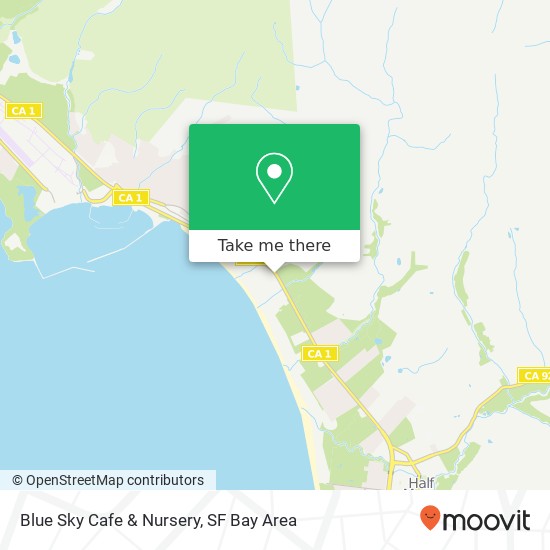 Mapa de Blue Sky Cafe & Nursery, 2966 Cabrillo Hwy N Half Moon Bay, CA 94019