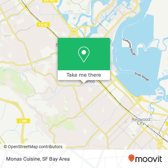 Mapa de Monas Cuisine, 632 Cedar St San Carlos, CA 94070