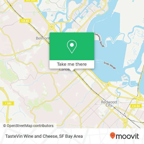 Mapa de TasteVin Wine and Cheese, 890 Laurel St San Carlos, CA 94070