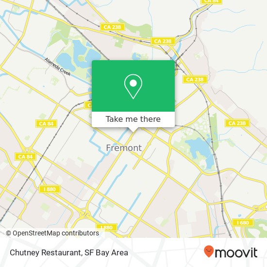 Mapa de Chutney Restaurant, 3352 Mowry Ave Fremont, CA 94538