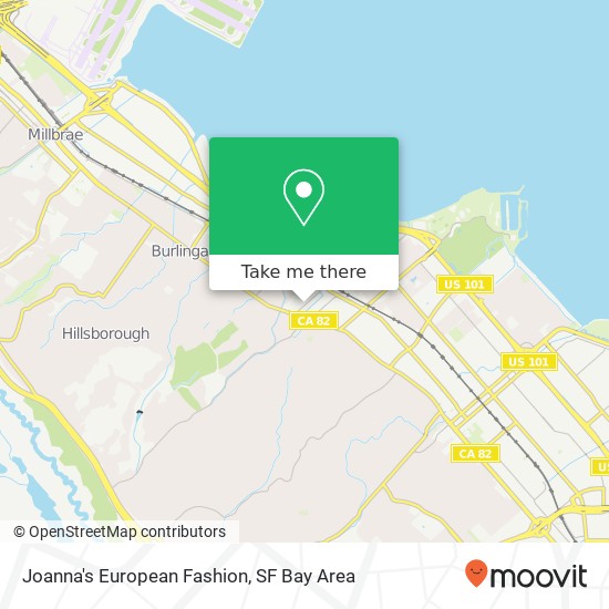 Mapa de Joanna's European Fashion, 1412 Burlingame Ave Burlingame, CA 94010