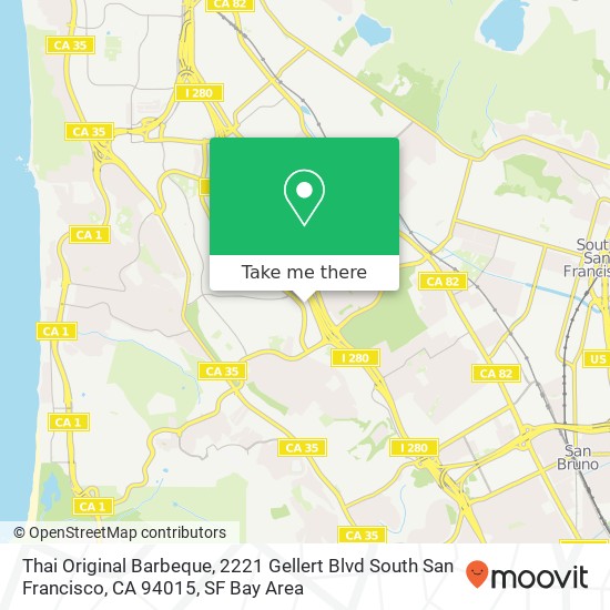 Mapa de Thai Original Barbeque, 2221 Gellert Blvd South San Francisco, CA 94015