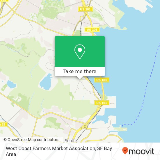 Mapa de West Coast Farmers Market Association, San Francisco Ave Brisbane, CA 94005