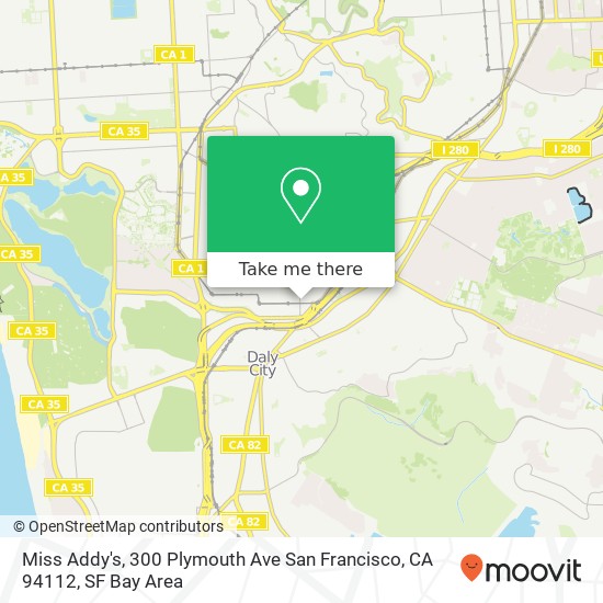 Mapa de Miss Addy's, 300 Plymouth Ave San Francisco, CA 94112