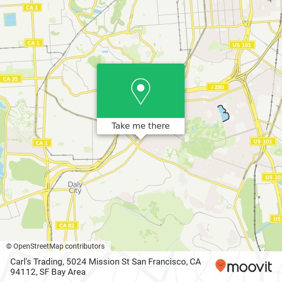 Mapa de Carl's Trading, 5024 Mission St San Francisco, CA 94112