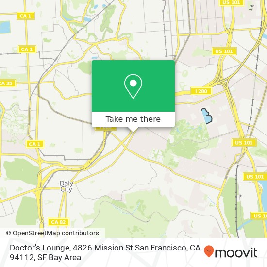 Mapa de Doctor's Lounge, 4826 Mission St San Francisco, CA 94112