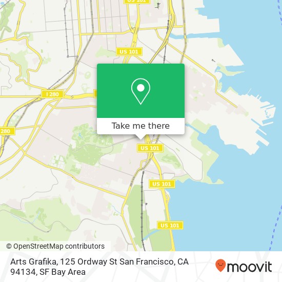 Mapa de Arts Grafika, 125 Ordway St San Francisco, CA 94134