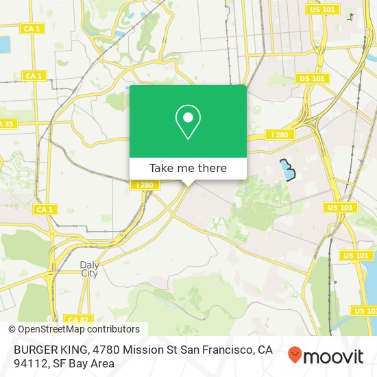 BURGER KING, 4780 Mission St San Francisco, CA 94112 map