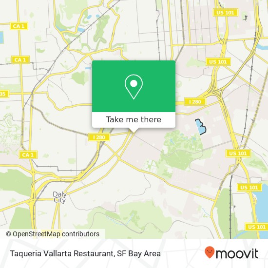 Mapa de Taqueria Vallarta Restaurant, 4697 Mission St San Francisco, CA 94112