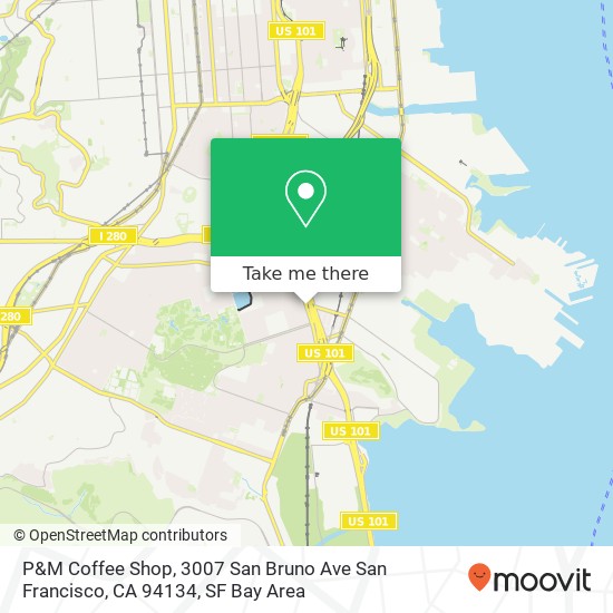 Mapa de P&M Coffee Shop, 3007 San Bruno Ave San Francisco, CA 94134