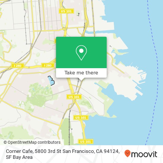 Mapa de Corner Cafe, 5800 3rd St San Francisco, CA 94124