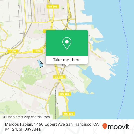 Mapa de Marcos Fabian, 1460 Egbert Ave San Francisco, CA 94124