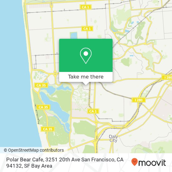 Mapa de Polar Bear Cafe, 3251 20th Ave San Francisco, CA 94132