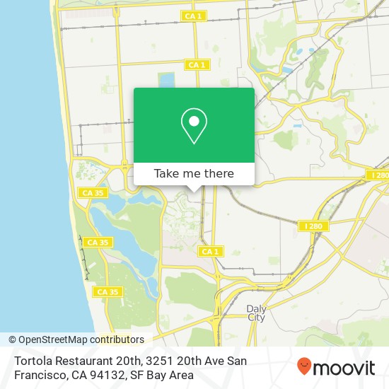 Mapa de Tortola Restaurant 20th, 3251 20th Ave San Francisco, CA 94132