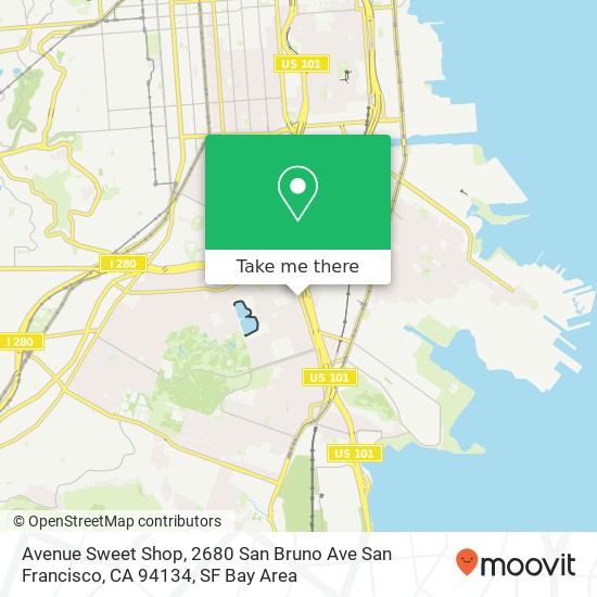 Mapa de Avenue Sweet Shop, 2680 San Bruno Ave San Francisco, CA 94134