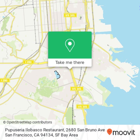 Mapa de Pupuseria Ilobasco Restaurant, 2680 San Bruno Ave San Francisco, CA 94134