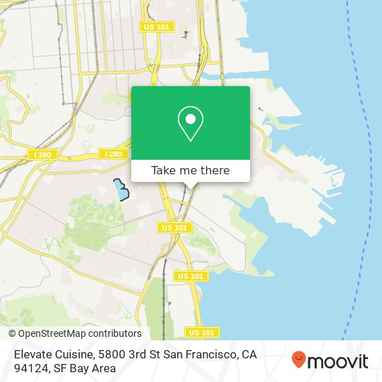 Mapa de Elevate Cuisine, 5800 3rd St San Francisco, CA 94124