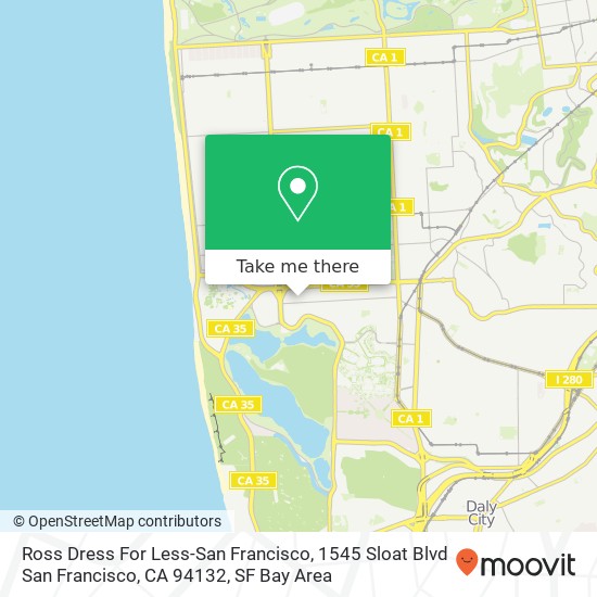Mapa de Ross Dress For Less-San Francisco, 1545 Sloat Blvd San Francisco, CA 94132