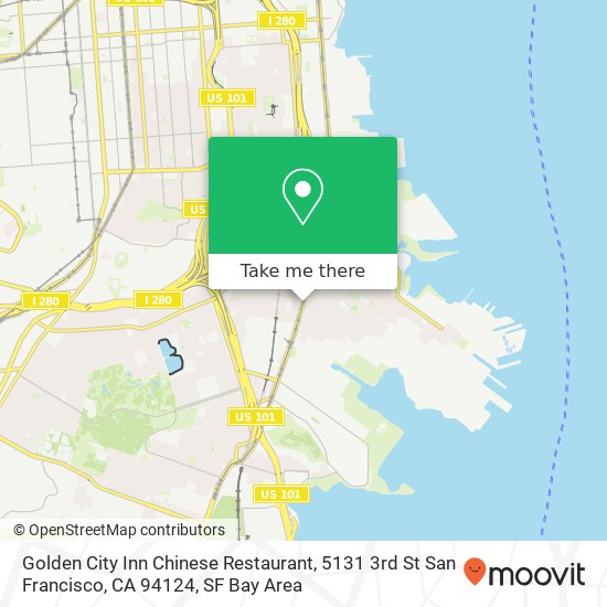 Mapa de Golden City Inn Chinese Restaurant, 5131 3rd St San Francisco, CA 94124