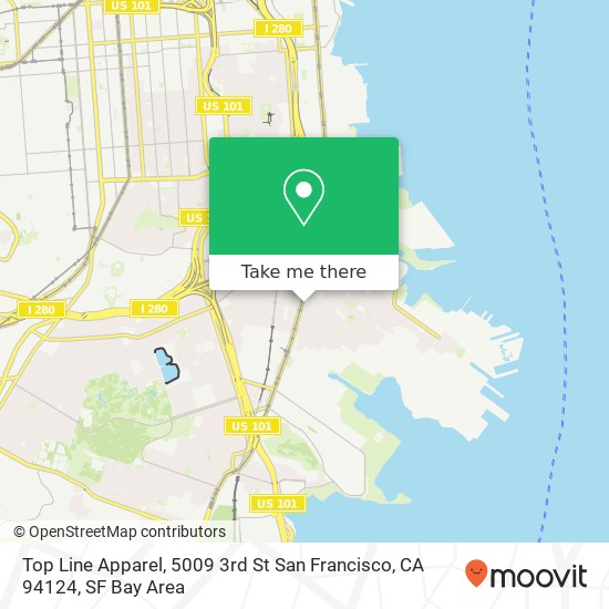 Mapa de Top Line Apparel, 5009 3rd St San Francisco, CA 94124