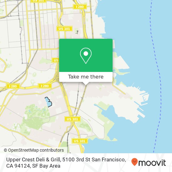 Mapa de Upper Crest Deli & Grill, 5100 3rd St San Francisco, CA 94124