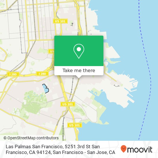 Mapa de Las Palmas San Francisco, 5251 3rd St San Francisco, CA 94124