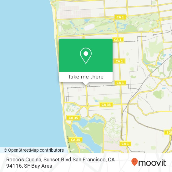 Mapa de Roccos Cucina, Sunset Blvd San Francisco, CA 94116