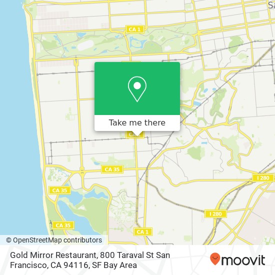 Mapa de Gold Mirror Restaurant, 800 Taraval St San Francisco, CA 94116