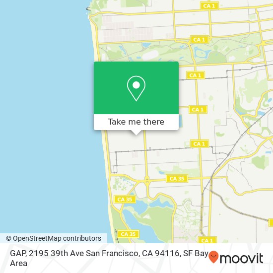 Mapa de GAP, 2195 39th Ave San Francisco, CA 94116