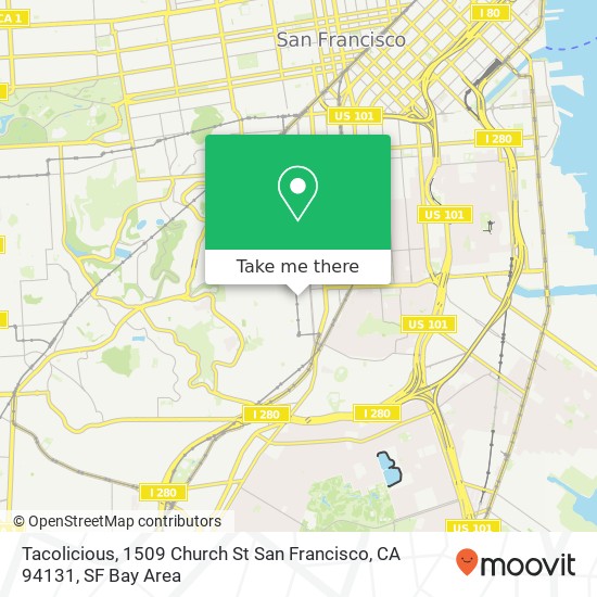 Mapa de Tacolicious, 1509 Church St San Francisco, CA 94131
