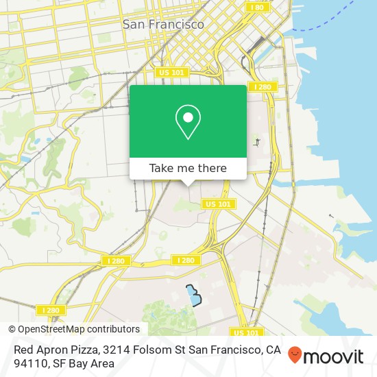 Mapa de Red Apron Pizza, 3214 Folsom St San Francisco, CA 94110