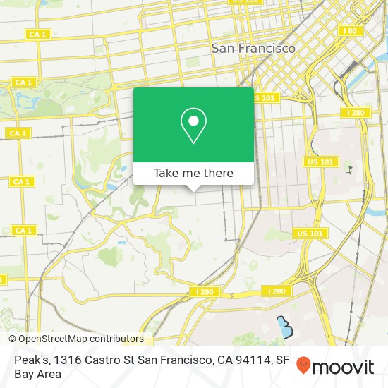 Peak's, 1316 Castro St San Francisco, CA 94114 map