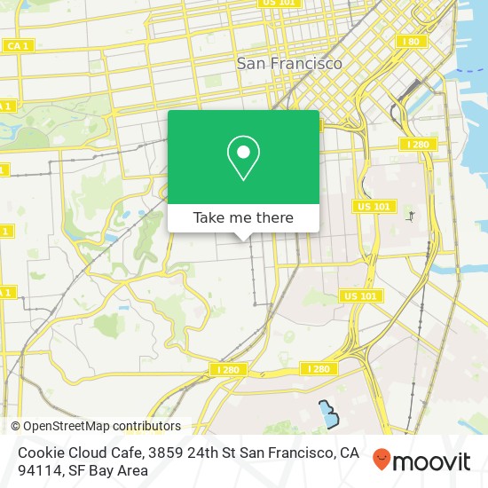 Mapa de Cookie Cloud Cafe, 3859 24th St San Francisco, CA 94114