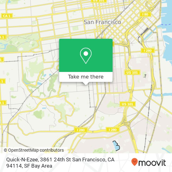 Mapa de Quick-N-Ezee, 3861 24th St San Francisco, CA 94114
