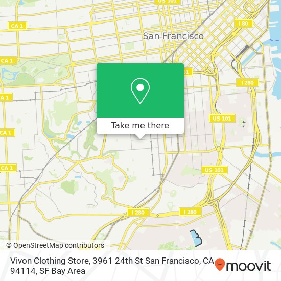 Mapa de Vivon Clothing Store, 3961 24th St San Francisco, CA 94114