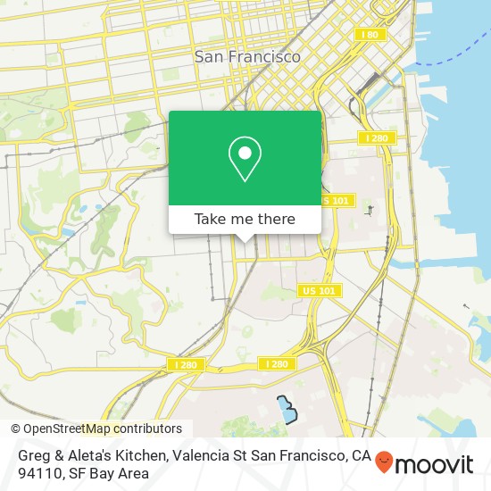 Mapa de Greg & Aleta's Kitchen, Valencia St San Francisco, CA 94110